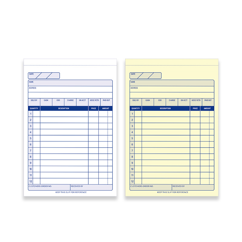 Carbonless paper bill book 2part color printing custom book printing